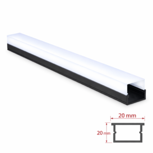 profil alumini og 20×20 mm – trup i zi, ndriçim 180°, 3m