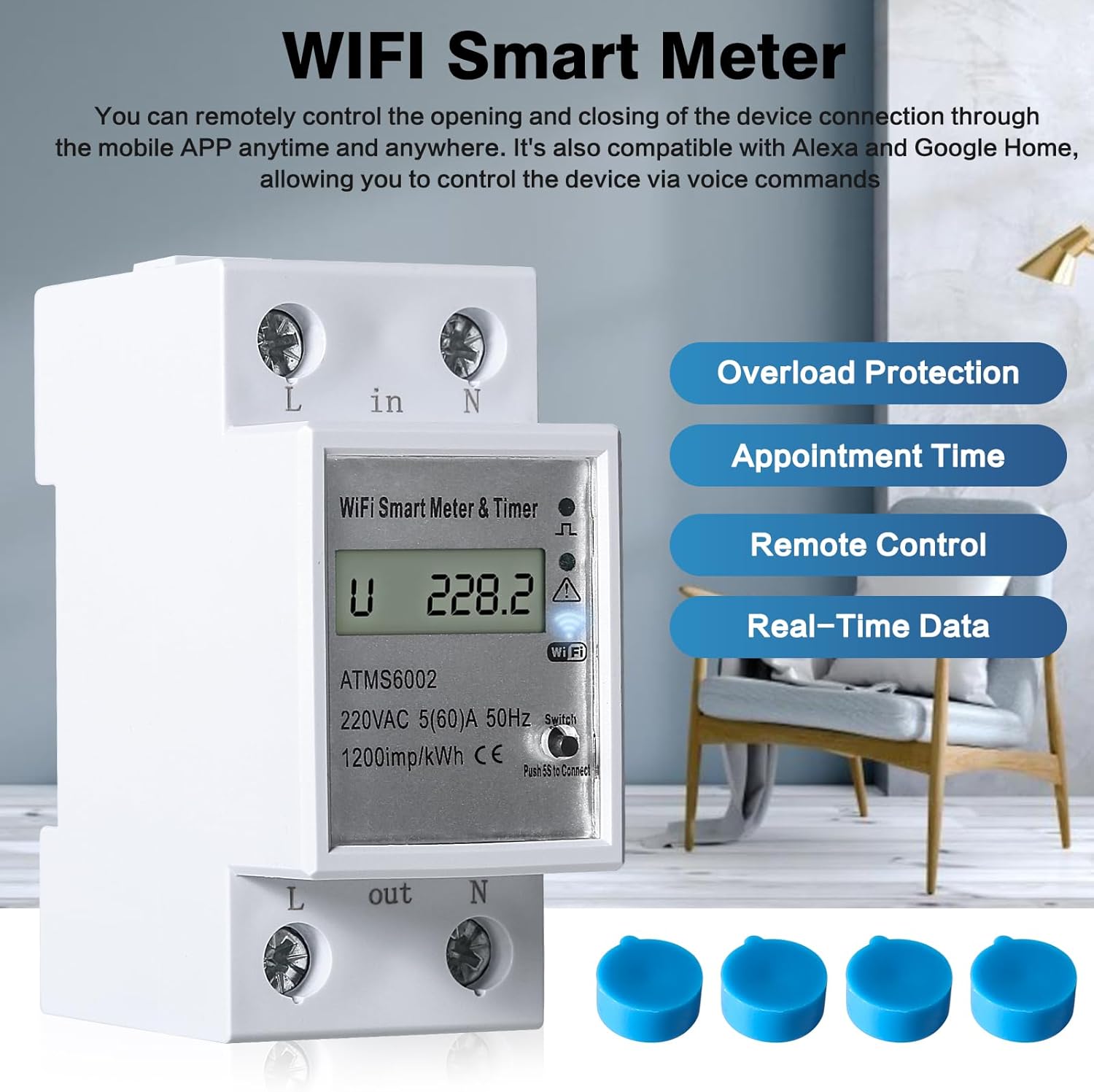 smart wifi 0 63a me matje kwh, volt & amper–timer 24h